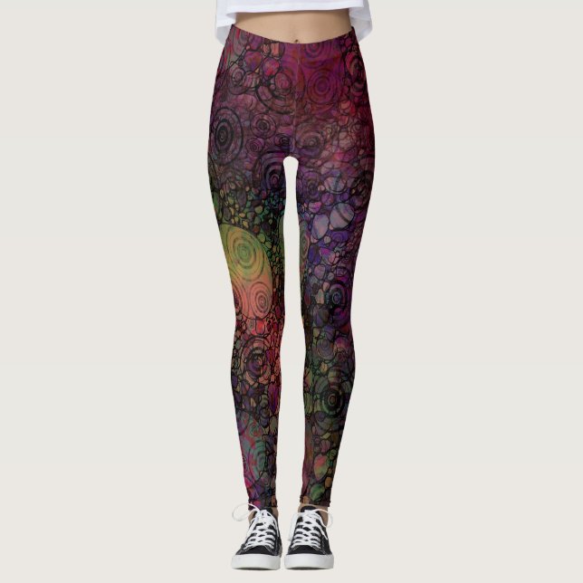 Bunt, einzigartig, verrückt mit Hand gezeichneten Leggings (Vorderseite)