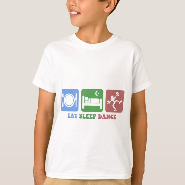 Bunt essen Sie Schlaftanz T-Shirt (Vorderseite)