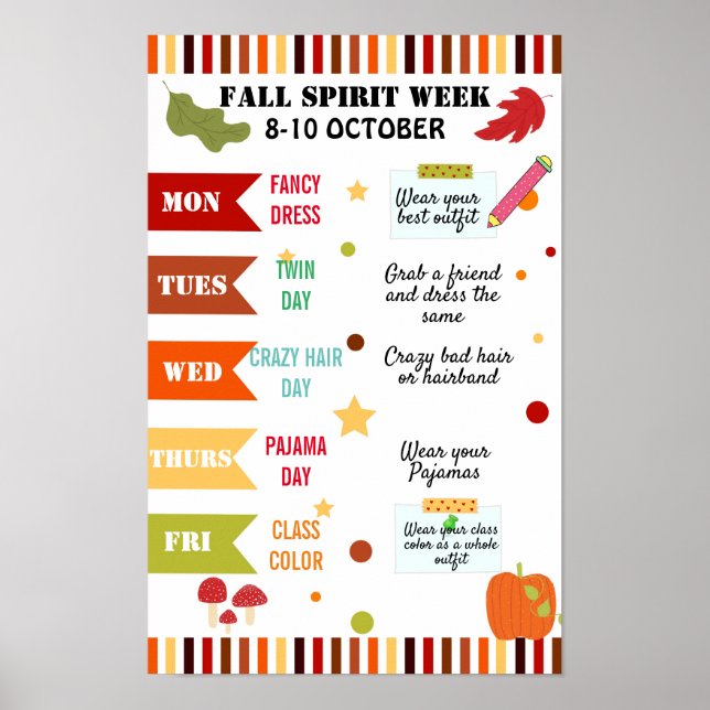 bunt fallend Spirit week School Flyer Poster (Vorne)