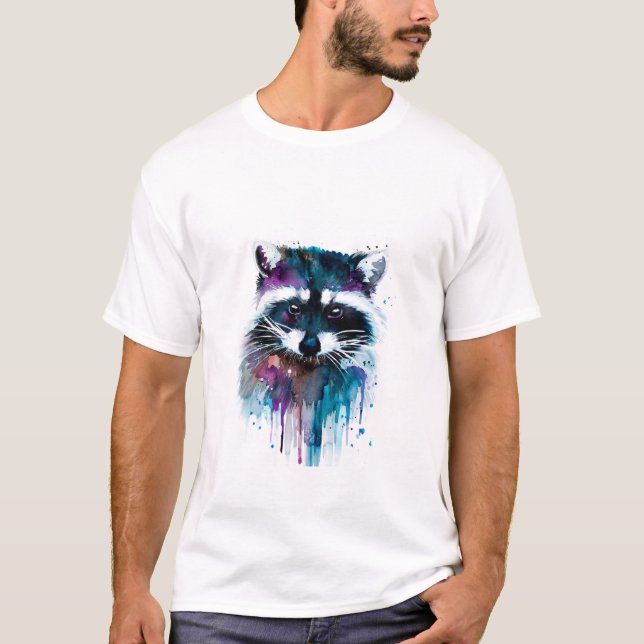 bunt künstlerische Raccoon-Tee T-Shirt (Vorderseite)