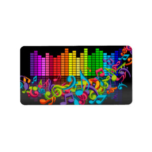 bunt Musiknoten Equalizer klingt cool hell Adressaufkleber