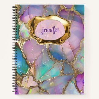 Bunt Opal und Flüssiges Gold Personalisiert Notizbuch