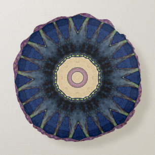 Bunt, Retro, Mandala-Inspiriert Rundes Kissen