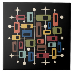 Bunt Retro Mitte des Jahrhunderts Modern Atomar Ab Fliese