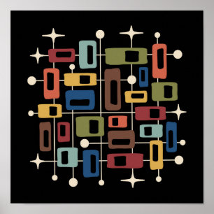 Bunt Retro Mitte des Jahrhunderts Modern Atomar Ab Poster