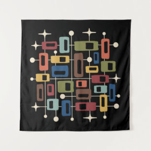 Bunt Retro Mittel Jahrhundert Modern Atomar Abstra Wandteppich