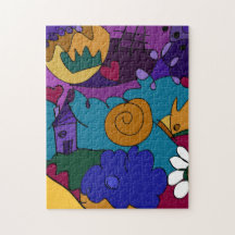 Bunt, Spaß, flippiges Gekritzel-Kunst-Puzzlespiel