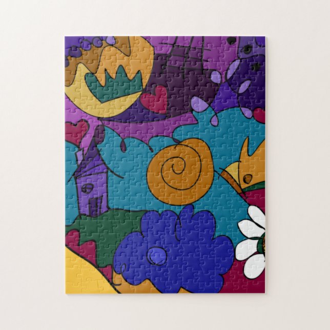 Bunt, Spaß, flippiges Gekritzel-Kunst-Puzzlespiel (Vertikal)