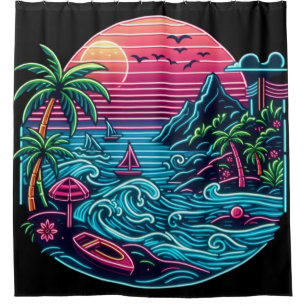 Bunt. Tropischer/hawaiianischer Nebel Duschvorhang