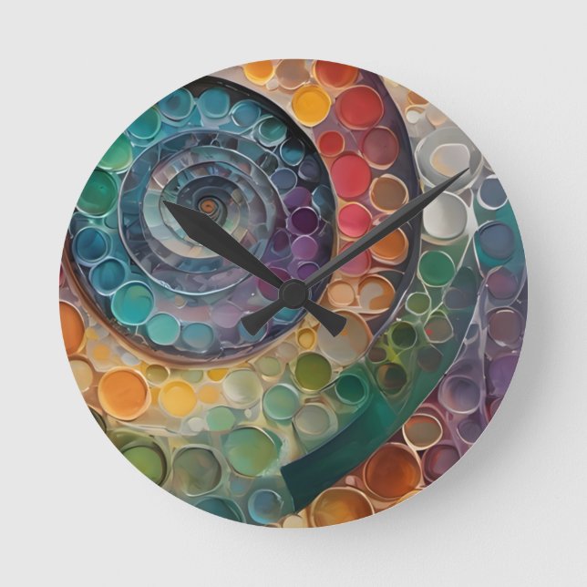 bunt und modern, Dekokissen Runde Wanduhr (Vorderseite)