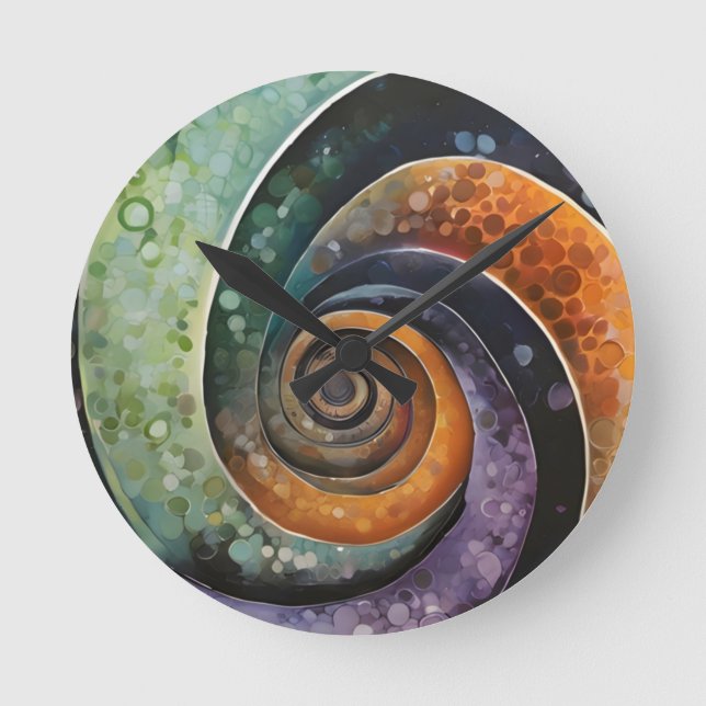 bunt und modern, design mit Spirale Runde Wanduhr (Vorderseite)
