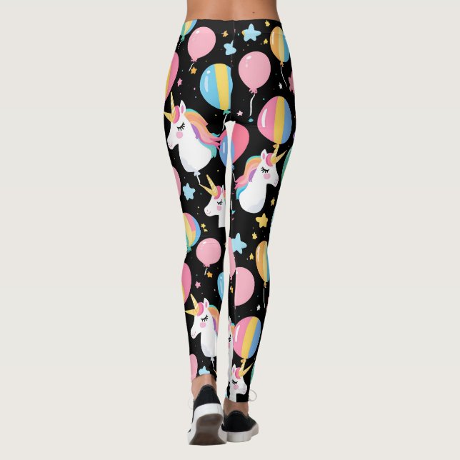 bunt Unicorn Regenbogenballonmuster für sie Leggings (Rückseite)