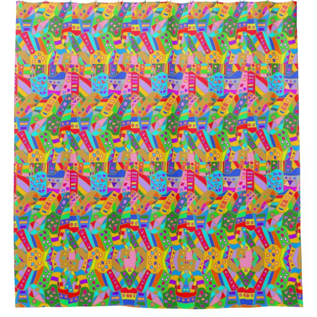 bunt verrücktes Muster moderne Kunst hippy Duschvorhang (Vorderseite)