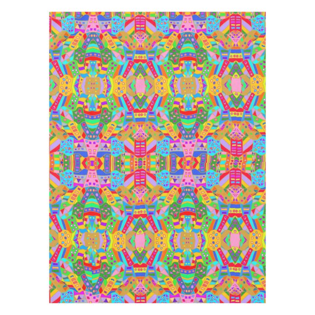 bunt verrücktes Muster moderne Kunst hippy Tischdecke (Vorderseite)