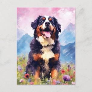 Buntdog-Wasserfarbenkunstwerk Berner Sennenhund Postkarte