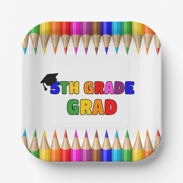 Bunte 5. Grade Graduation Party Pappteller (Vorderseite)