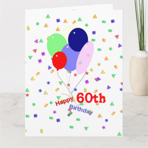Bunte 60. Geburtstags-Ballone Karte