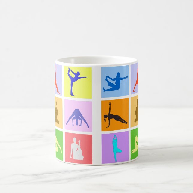 Bunte 9 Yoga-Pose-Kaffee-Tasse Kaffeetasse (Mittel)