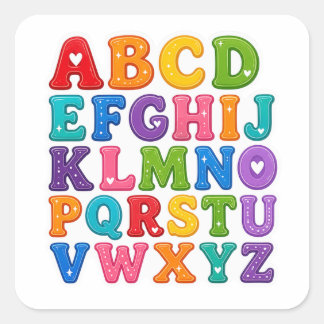 Bunte ABCD-Alphabet-Buchstaben-Design-Aufkleber Quadratischer Aufkleber