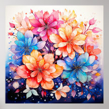 Bunte abstrakte Aquarell-Blumenkunst