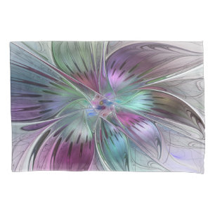 Bunte abstrakte Blumen moderne florale Fractal-Kun Kissenbezug