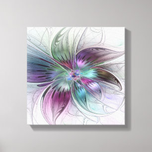 Bunte abstrakte Blumen moderne florale Fractal-Kun Leinwanddruck