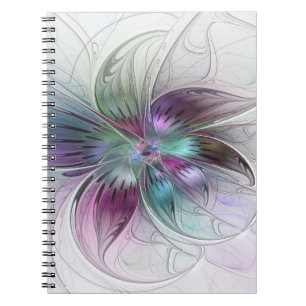 Bunte abstrakte Blumen moderne florale Fractal-Kun Notizblock