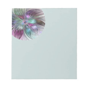 Bunte abstrakte Blumen moderne florale Fractal-Kun Notizblock