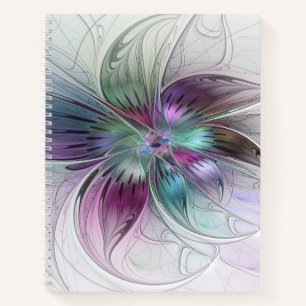 Bunte abstrakte Blumen moderne florale Fractal-Kun Notizbuch