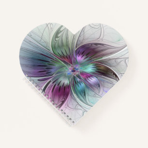 Bunte abstrakte Blumen moderne florale Fractal-Kun Notizbuch