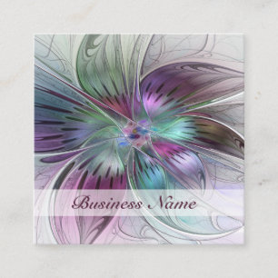Bunte abstrakte Blumen moderne florale Fractal-Kun Quadratische Visitenkarte