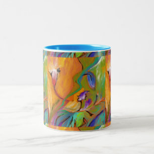Bunte abstrakte Blumen-TASSE Zweifarbige Tasse