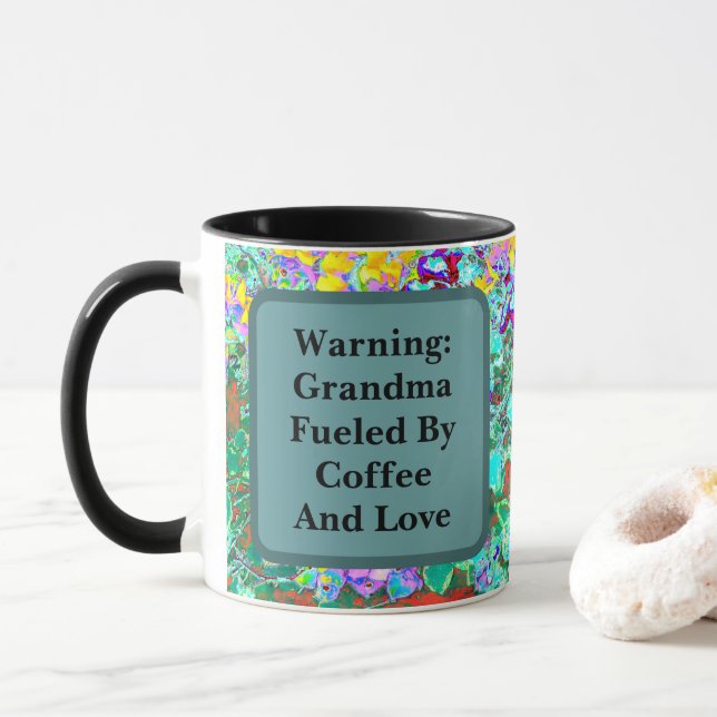 Bunte abstrakte Blumenvase für Oma Tasse (Mit Donut)