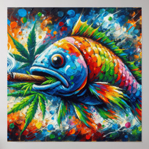 Bunte Abstrakte Fisch Wanddekoration Kunst Poster