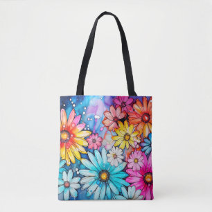 Bunte abstrakte Gänseblümchen-Blumenprint Tasche