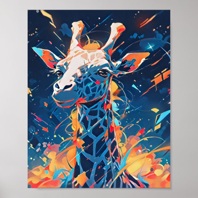 Bunte abstrakte Giraffen-Kunst Poster (Vorne)