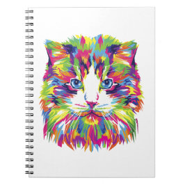 Bunte abstrakte Katze, handgezeichnete Tierillustr Notizblock
