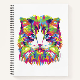 Bunte abstrakte Katze, handgezeichnete Tierillustr Notizbuch