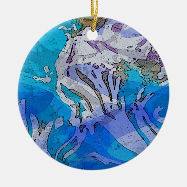 Bunte abstrakte Kunst-Verzierung in den Blues Keramikornament (Vorne)