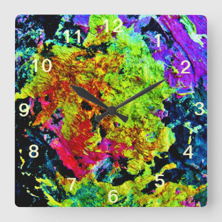 Bunte abstrakte Malerei-Quadrat-Wand-Uhr Quadratische Wanduhr