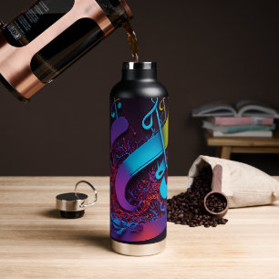 Bunte Abstrakte Musiknoten Trinkflasche