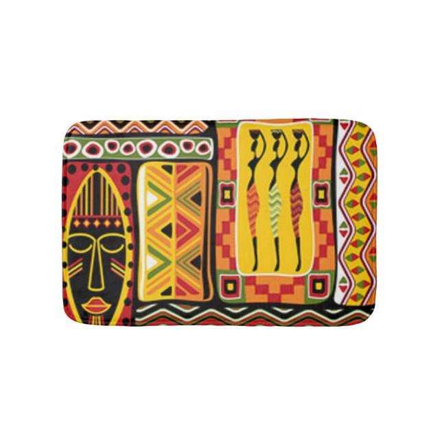 Bunte afrikanische Muster-Druck-Collage Badematte (Vorderseite)