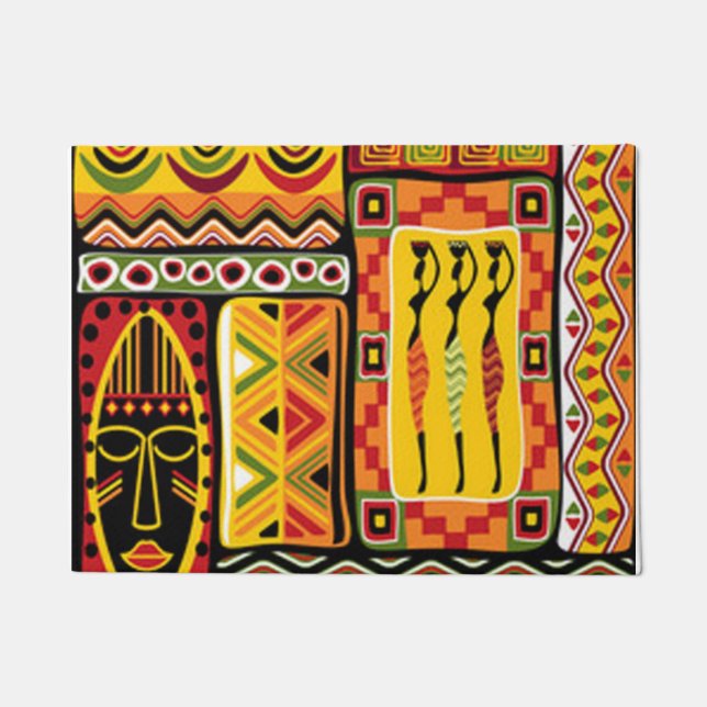 Bunte afrikanische Muster-Druck-Collage Fußmatte (Vorderseite)