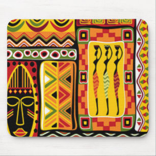 Bunte afrikanische Muster-Druck-Collage Mousepad