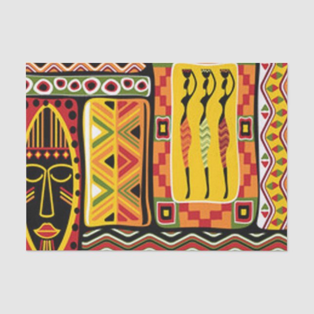Bunte afrikanische Muster-Druck-Collage Seidenpapier (Vorderseite)