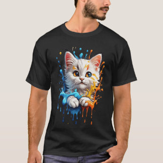 Bunte animierte Katzenfreundin T-Shirt