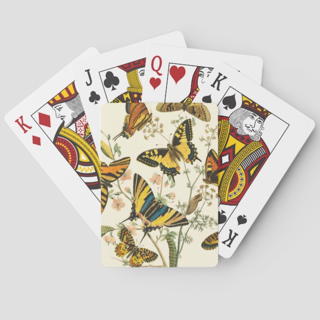Bunte Ansammlung der Schmetterlinge und der Raupen Spielkarten (Rückseite)