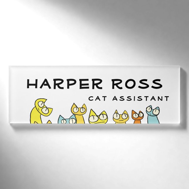 Bunte Anstarrenlos Katzen Namenschild (Vorderseite)