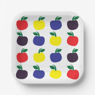 Bunte Äpfel Früchte Pappteller