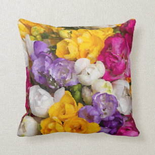 Bunte Aquarell-Blumenstrauß-Geldstrafe mit Blumen Kissen